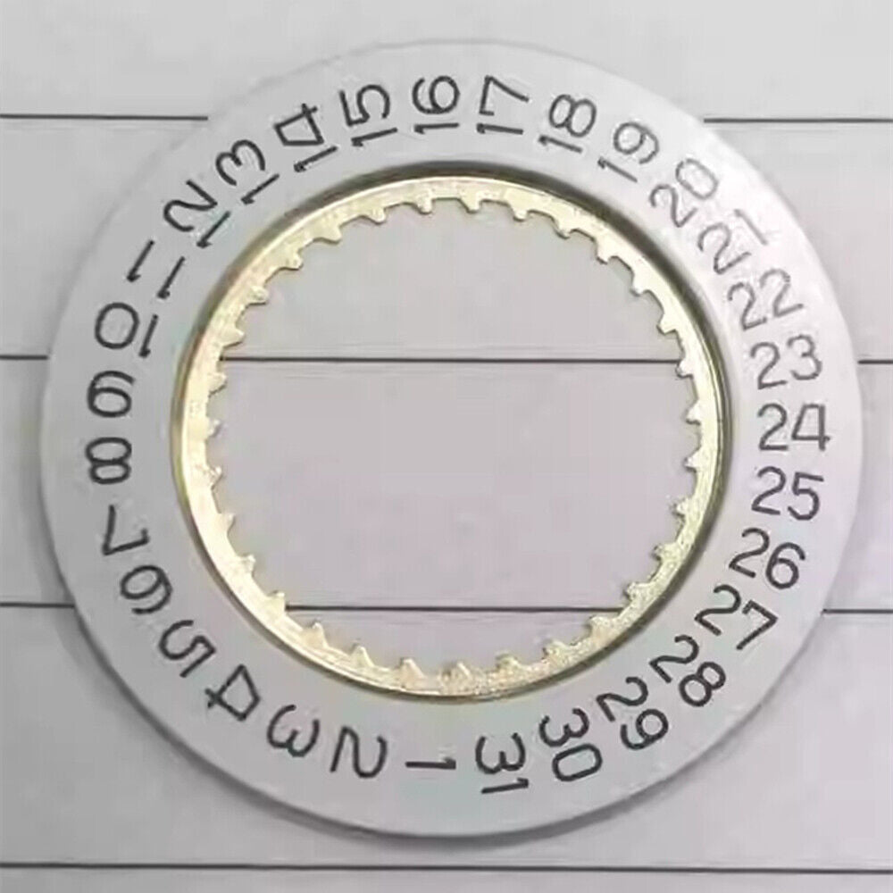 White date disk wheel for Ronda 5040D and 5030D watch movements, date at 4 o?clock position.