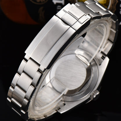 Montre-bracelet pour homme 316L 40 mm, verre saphir, étanche, cadran bleu, aiguilles argentées
