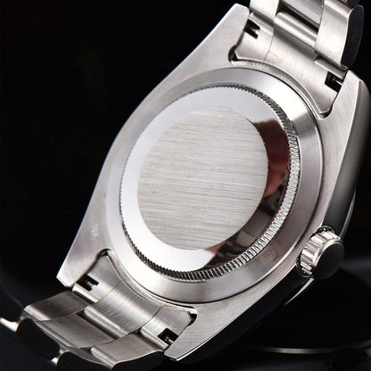 Montre-bracelet pour homme 316L 40 mm, verre saphir, étanche, cadran blanc, clou argenté