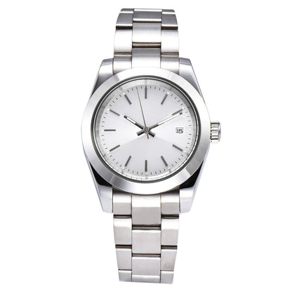 Montre-bracelet pour homme 316L 40 mm, verre saphir, étanche, cadran blanc, clou argenté