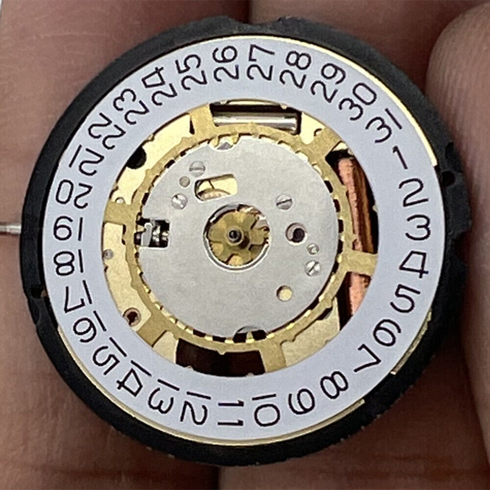 מנגנון שעון קוורץ Ronda 715 שוויצרי עם תאריך בשעה 3, חליפי, זהוב