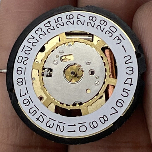 מנגנון שעון קוורץ Ronda 715 שוויצרי עם תאריך בשעה 3, חליפי, זהוב