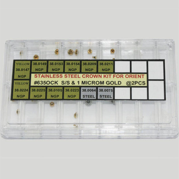 24pcs Stainless Steel Golden Watch Crown Assortment Kit for Orient Watch