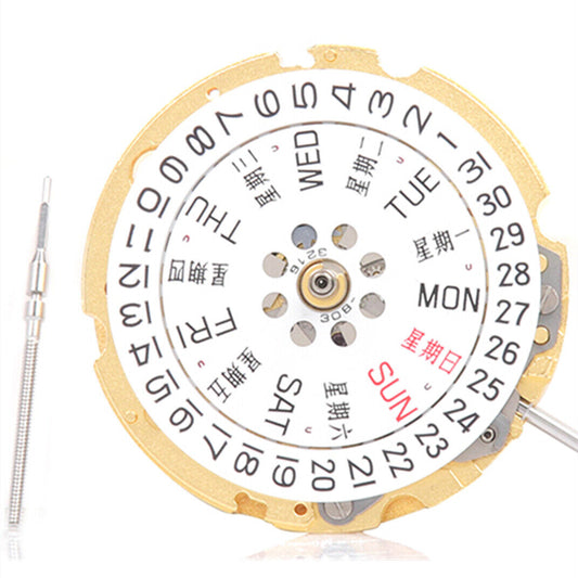 Golden Miyota Citizen 8200 8215 automatic watch movement for precise day-date functionality.