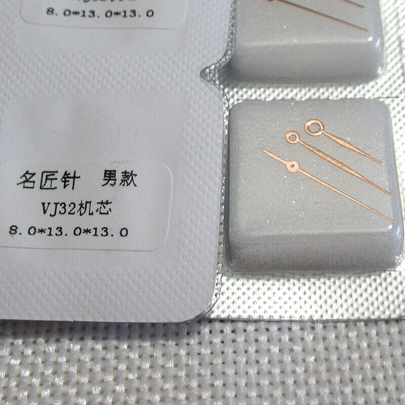 Golden luminous watch hands with green glow, 8x13x13mm, compatible with Epson VJ32, rose gold finish