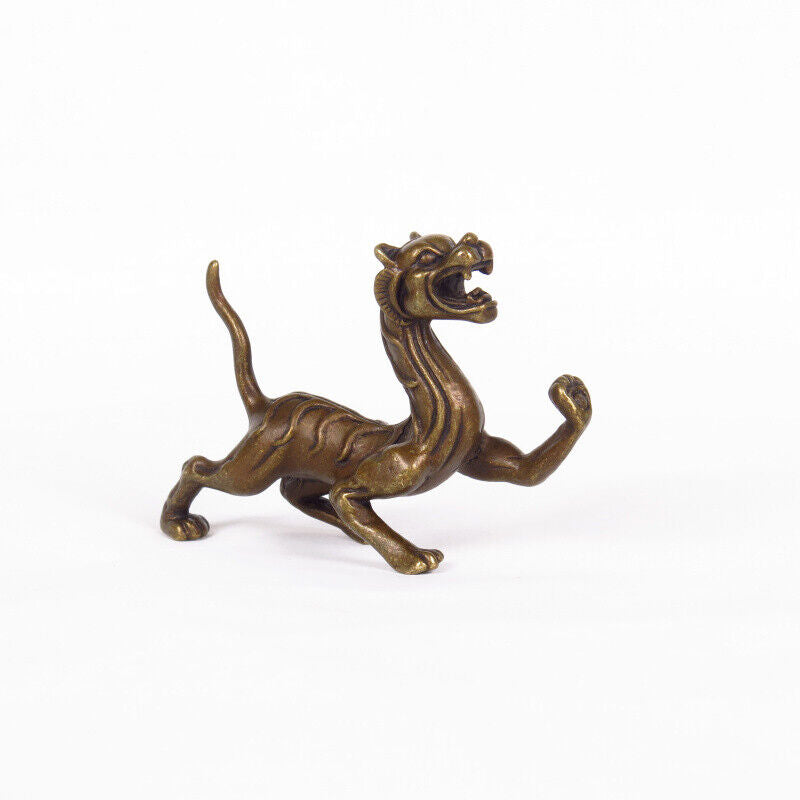 Solid copper hand-carved Dragon, White Tiger, Suzaku, and Basalt Four Spirits figurines, detailed craftsmanship ideal for collectors and decor.