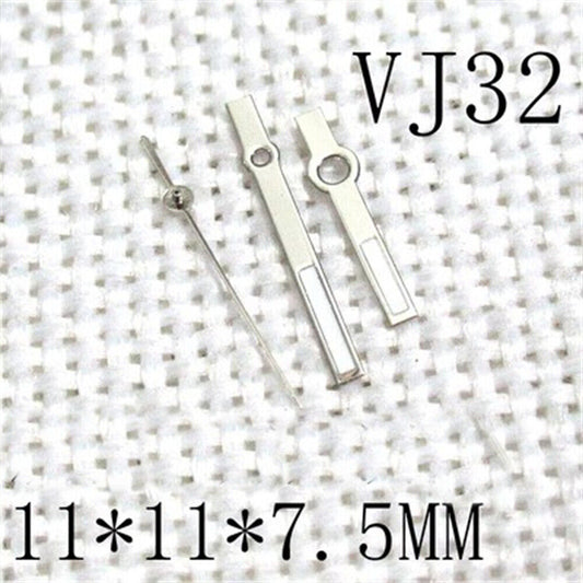 Aiguilles de montre carrées vertes luminescentes argentées 11 x 11 x 7,5 mm pour mouvement Epson VJ32