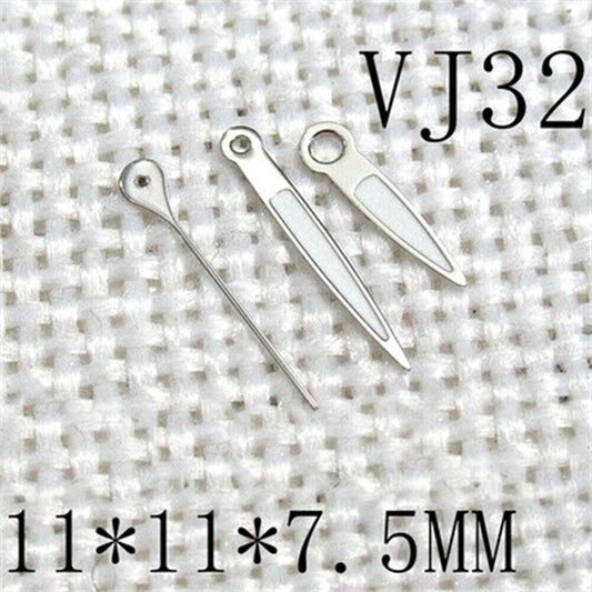 Aiguilles de montre luminescentes vertes à 3 aiguilles argentées 11 x 11 x 7,5 mm pour mouvement Epson VJ32