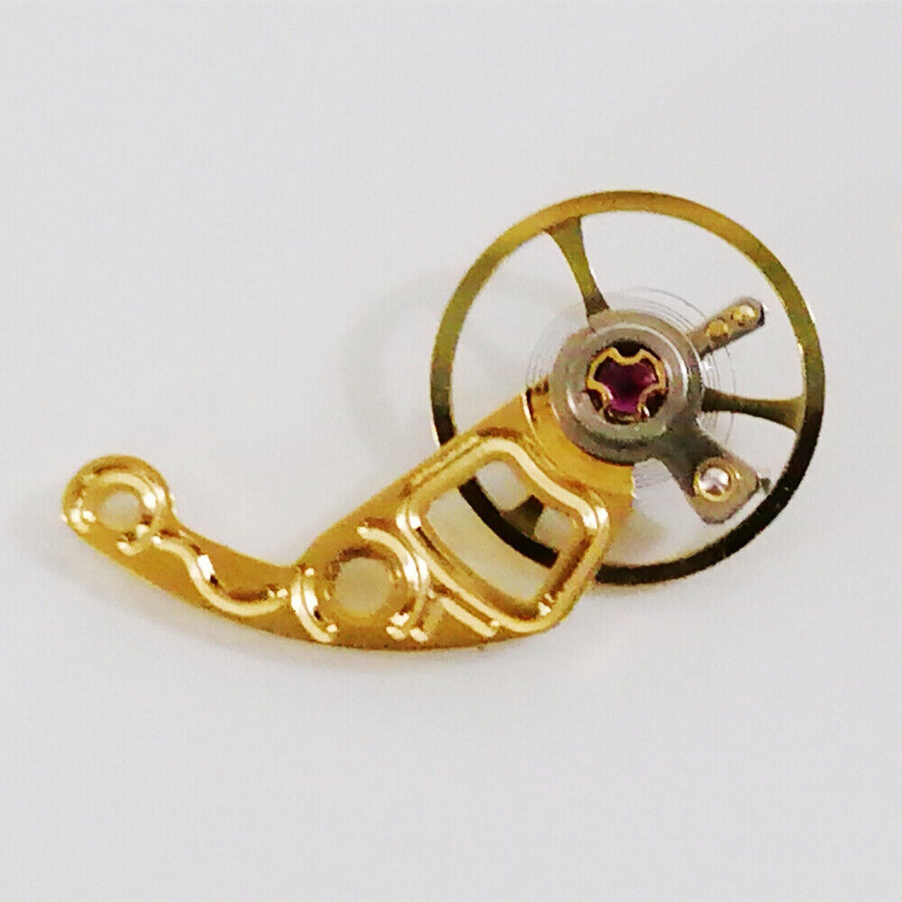 Complete Balance Wheel with golden splint for Hangzhou 2189 hollow watch movement, precision replacement part.