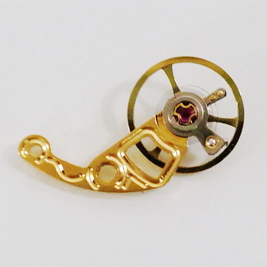 Complete Balance Wheel with golden splint for Hangzhou 2189 hollow watch movement, precision replacement part.