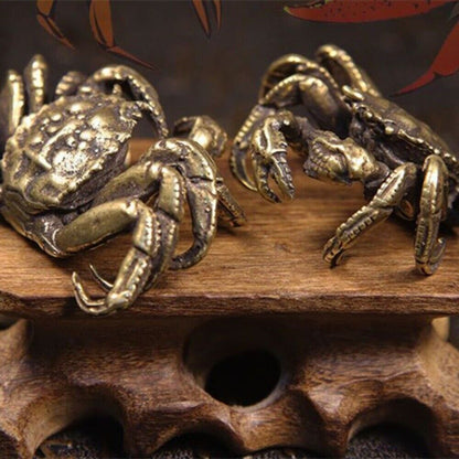 1. Hand-carved solid copper hairy crab figurine, perfect for collectors and decor.  