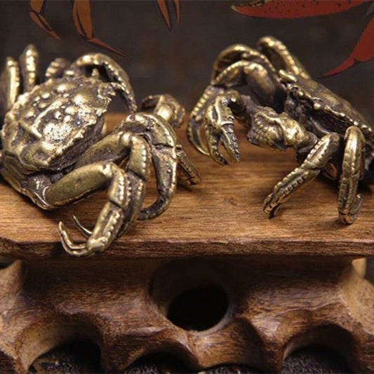 1. Hand-carved solid copper hairy crab figurine, perfect for collectors and decor.  