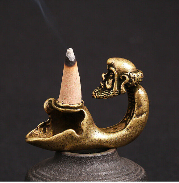 Solid Copper Dharma Agarwood Furnace Trinket Hand Carved Bronze Model Figurines