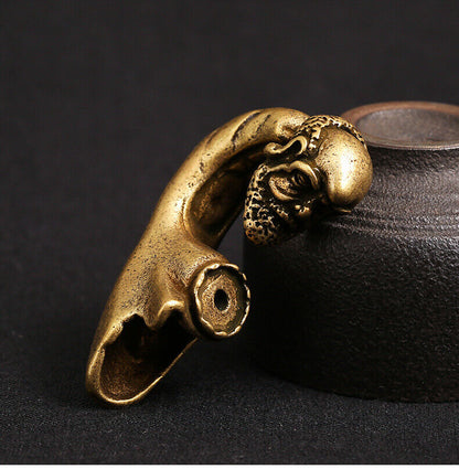 Hand-carved solid copper Dharma Agarwood Furnace figurine, bronze decor for elegant spaces.