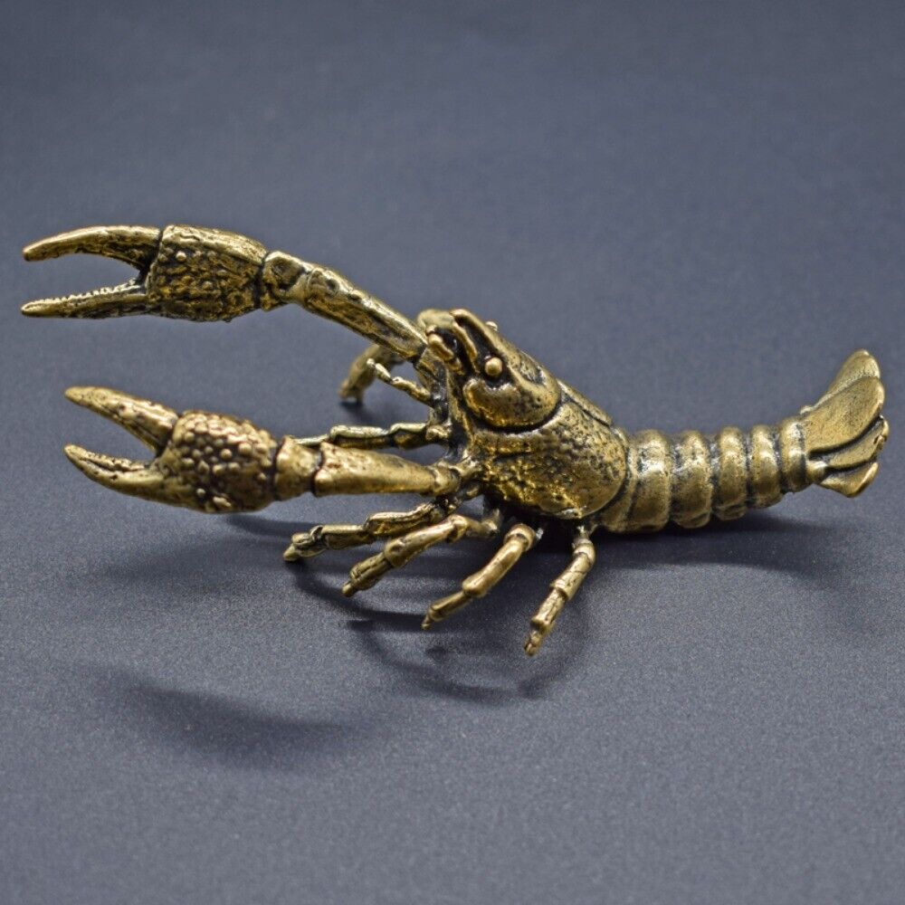 Vintage bronze-finished solid copper lobster trinket, hand-carved with intricate details for stylish d�cor.