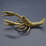 Solid Copper Lobster Trinket Vintage Hand Carved Bronze Model Figurines