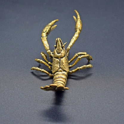 Solid copper lobster trinket with vintage bronze finish, hand-carved details for elegant d�cor.