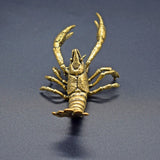 Solid Copper Lobster Trinket Vintage Hand Carved Bronze Model Figurines