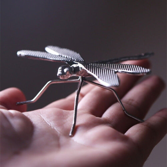 Alloy Silver/Golden Little Dragonfly Trinket Hand Carved Model Figurines
