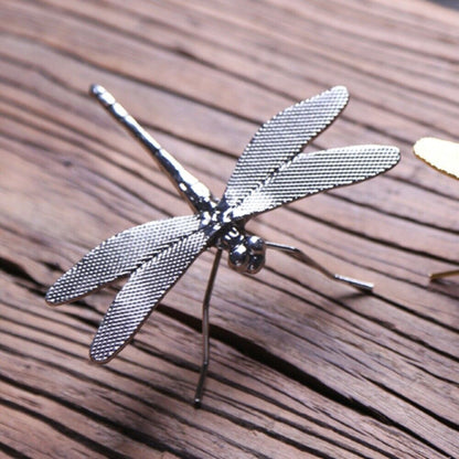 Alloy Silver/Golden Little Dragonfly Trinket Hand Carved Model Figurines