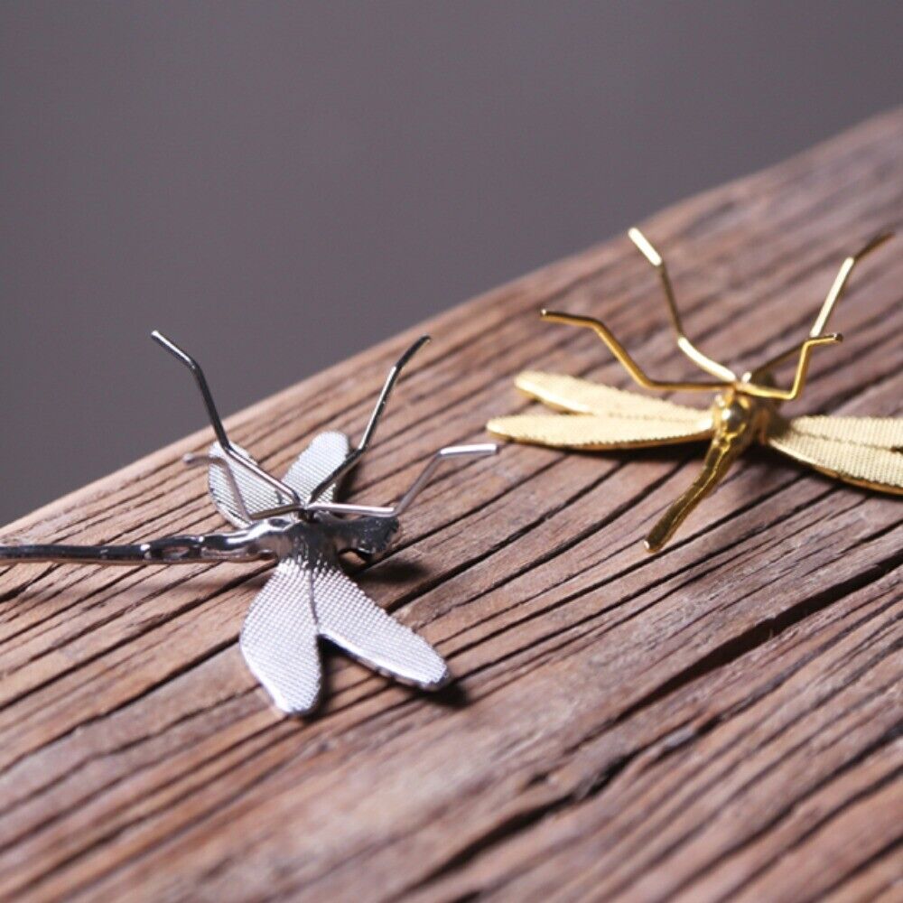 Alloy Silver/Golden Little Dragonfly Trinket Hand Carved Model Figurines