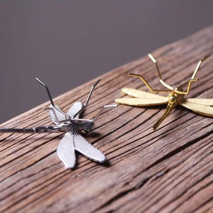 Alloy Silver/Golden Little Dragonfly Trinket Hand Carved Model Figurines