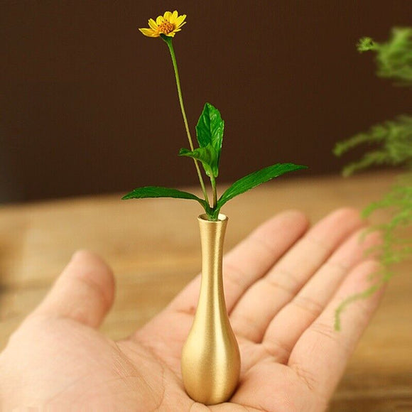 Solid Copper Mini Vase Trinket Vintage Hand Carved Bronze Model Figurines