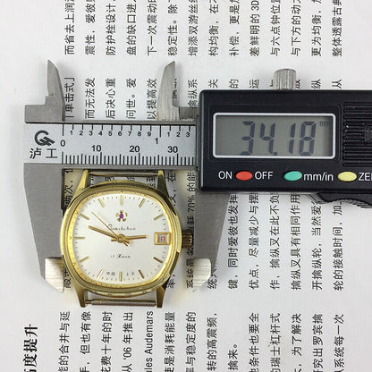33mm Shanghai Manual Mechanical Watch Golden Nail White Dial Single Calendar
