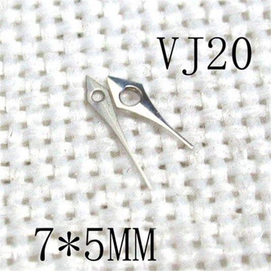 Silver 7x5mm no lume watch hands for Hattori Epson TMI VJ20 movement, precise accessory replacement.