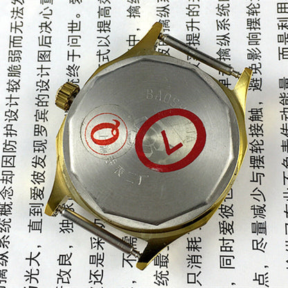 Montre mécanique manuelle Shanghai Golden Nail, cadran marron clair, boîtier octogonal