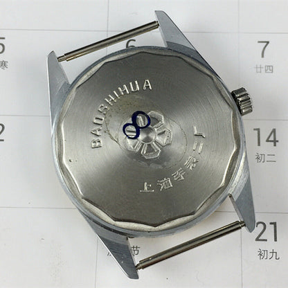 Shanghai 37mm manual mechanical watch featuring golden nail markers and round golden case design from Shanghai brand.
