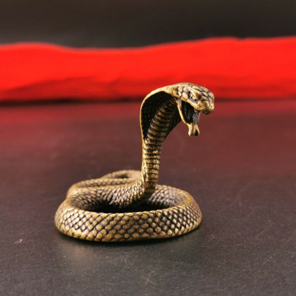 Solid Copper Little Cobra Trinket Hand Carved Bronze Model Figurines