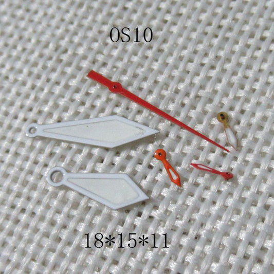 White trim green lume watch hands for Miyota OS10 0S10, precision fit for smooth movement and enhanced readability.