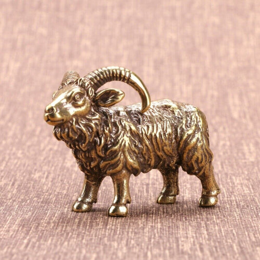 Solid copper Little Goat trinket, hand-carved bronze model figurine, detailed craftsmanship for collectors.