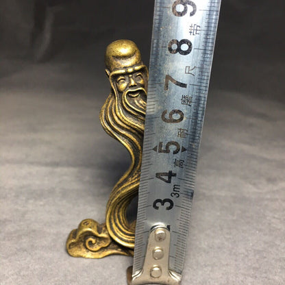 Hand-carved solid copper God of Longevity figurine by The God of Longevity, detailed bronze model trinket.