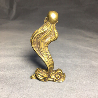 Hand-carved solid copper God of Longevity figurine by The God of Longevity, detailed bronze trinket for watch accessory display.