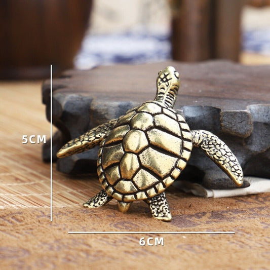 Hand-carved solid copper big turtle figurine, detailed bronze trinket, perfect d�cor accessory.