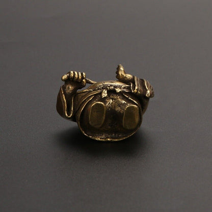 Solid Copper Taiyi Immortal trinket with hand-carved bronze detailing, vintage collectible watch accessory by Taiyi.