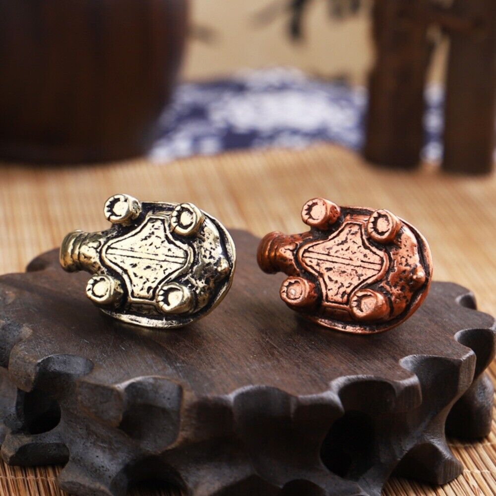 Hand-carved solid copper turtle trinket with purple finish, detailed bronze model for elegant watch accessory display.
