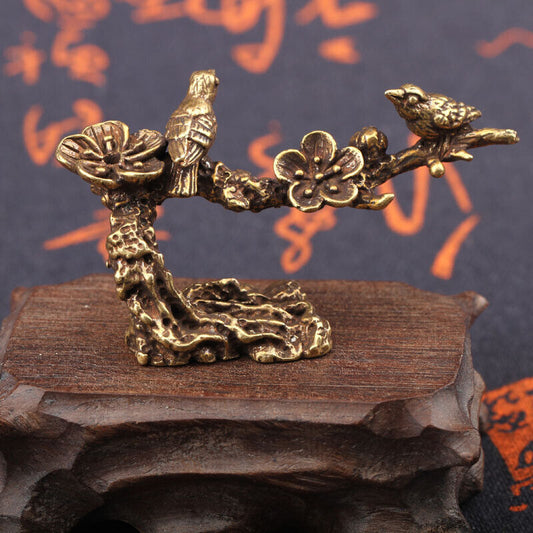 Hand-carved solid copper blooming flower figurine by Magpie, detailed bronze trinket for decor.