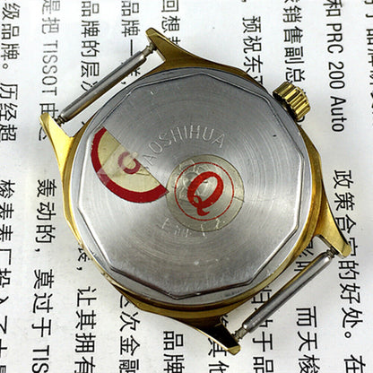 33mm Shanghai Manual Mechanical Watch Golden Nail Gradient Dark Green Dial