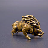Solid Copper Little Wild Boar Trinket Vintage Hand Carved Bronze Model Figurines