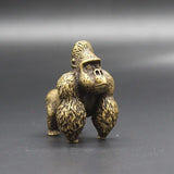 Solid Copper Gorilla Trinket Vintage Handmade Hand Carved Bronze Model Figurines