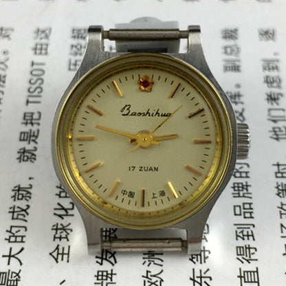 23mm Shanghai Lady Watch with golden nail markers and round golden case, manual mechanical movement by Shanghai.