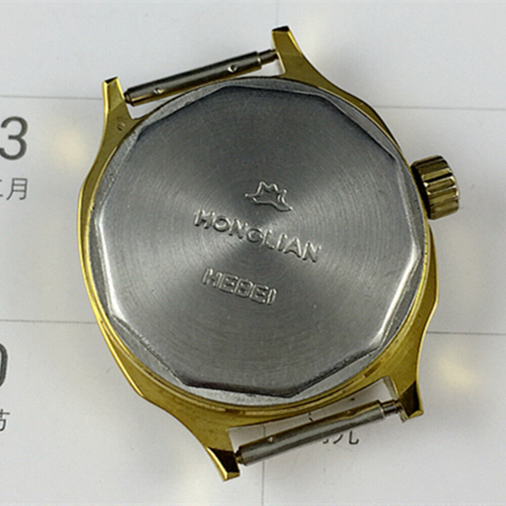 HONGLIAN 27mm manual mechanical lady watch with golden nail markers and octagonal golden case, elegant style.