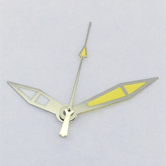 Aiguilles de montre 3 aiguilles avec garniture argentée et luminescente jaune pour mouvements asiatiques 8215/2813/8205