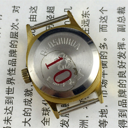 23mm Shanghai Lady Watch with golden nails and gradient brown dial, elegant manual mechanical timepiece by Shanghai.
