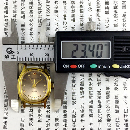 23mm Shanghai Lady Watch with golden nails and gradient brown dial, elegant manual mechanical accessory.