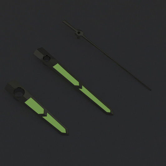 Green luminous watch hands designed for China Made 8215/2813/Miyota 8N24 movement, perfect for precise time reading.
