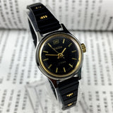 23mm HAIDA Manual Mechanical Lady Watch Golden Nail 17 Jews Black Dial 3 Hands